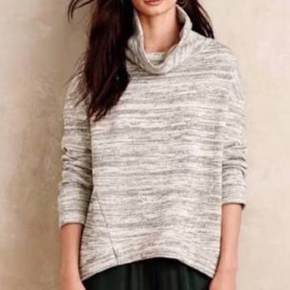 Anthro Saturday Sunday Cowl Neck Sweatshirt Small Fleece Space Dye Gray - Picture 1 of 6